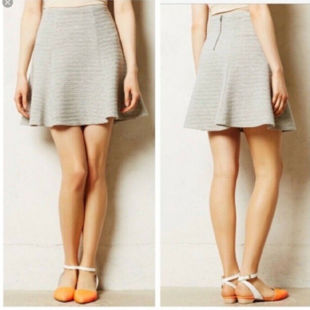 Anthropologie Maeve Thick Knit Zip Up Swing Skirt Gray Skirt